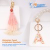 Hisuper Boho Keychains Pom Pom Tassel Macrame Keychains Alphabet Initial