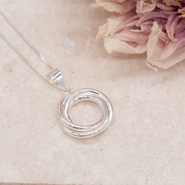 Tuscany Silver Women's Sterling Silver Triple Ring on Curb Chain of 46 cm/18 Inch