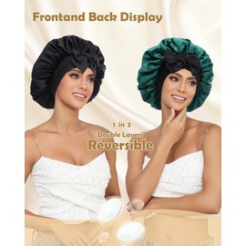 WELROG Double Sided 100% Silk Satin Hair Cap for Women