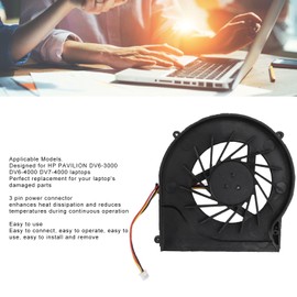 Laptop CPU Cooling Fan for HP Pavilion DV6 3000 DV6 4000 DV7 4000, 3 Pin Power Connector Replacement CPU Cooler