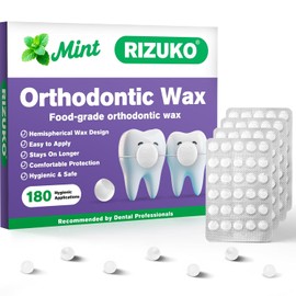 Cera de ortodoncia RIZUKO para brackets - 180 puntos de cera dental | Envolturas individuales higiénicas, sabor menta