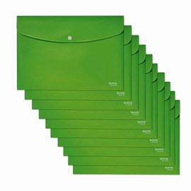 Leitz Recycle Document Wallet, 60 A4 Sheet Filing Capacity, Button Closure Organiser File, Lightweight Plastic Travel Folder, 100% Recyclable, CO2 Neutral, Eco Friendly, Recycle Range, Green, 46780055