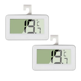 2 Piece Digital Fridge Thermometer Mini Freezer Thermometer Room Thermometer with Hooks Large LCD Display °C/°F Convertible with Hanging Hook for Kitchen Home