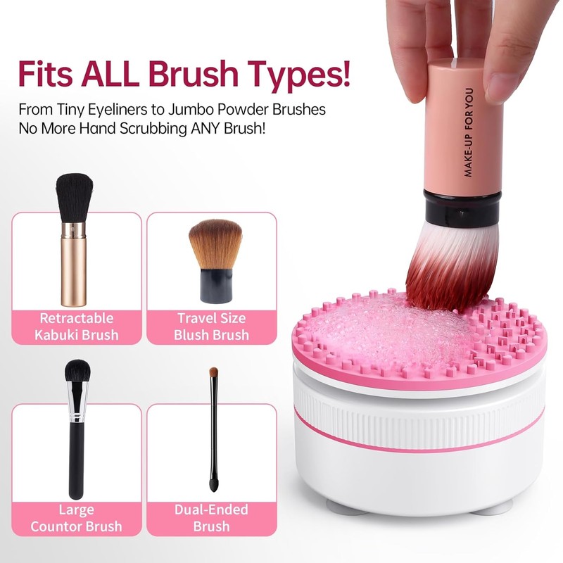 Electric Makeup Brush Cleaner Machine & Deep Cleaning Solution Set,