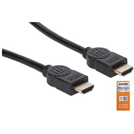 MANHATTAN - Cable HDMI 2.0 de 3 m, 4K de Alta Velocidad, 4K@60Hz, 18 Gbps, Certificación Premium, 4K@60Hz UHD, HEC, ARC, 3D, Ancho de Banda de 18 Gbps