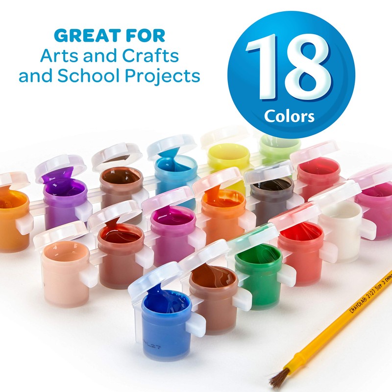 Crayola Washable Kids Paint Set & Paintbrush, Painting Supplies, 18