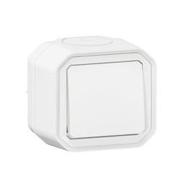 LEGRAND, Plexo New 069760L Wet Room Surface-Mounted Button with Contact Contact 10 Amp 250 Volt IP55 - IK07 Colour: White