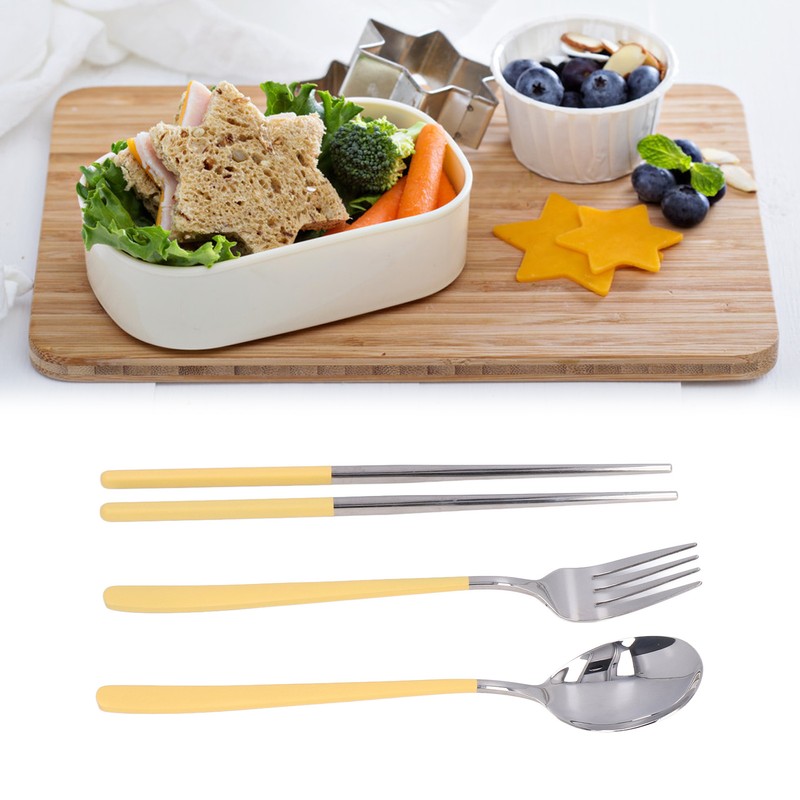 304 Stainless Steel Fork Spoon Chopsticks Set Flatware Reusable Utensils