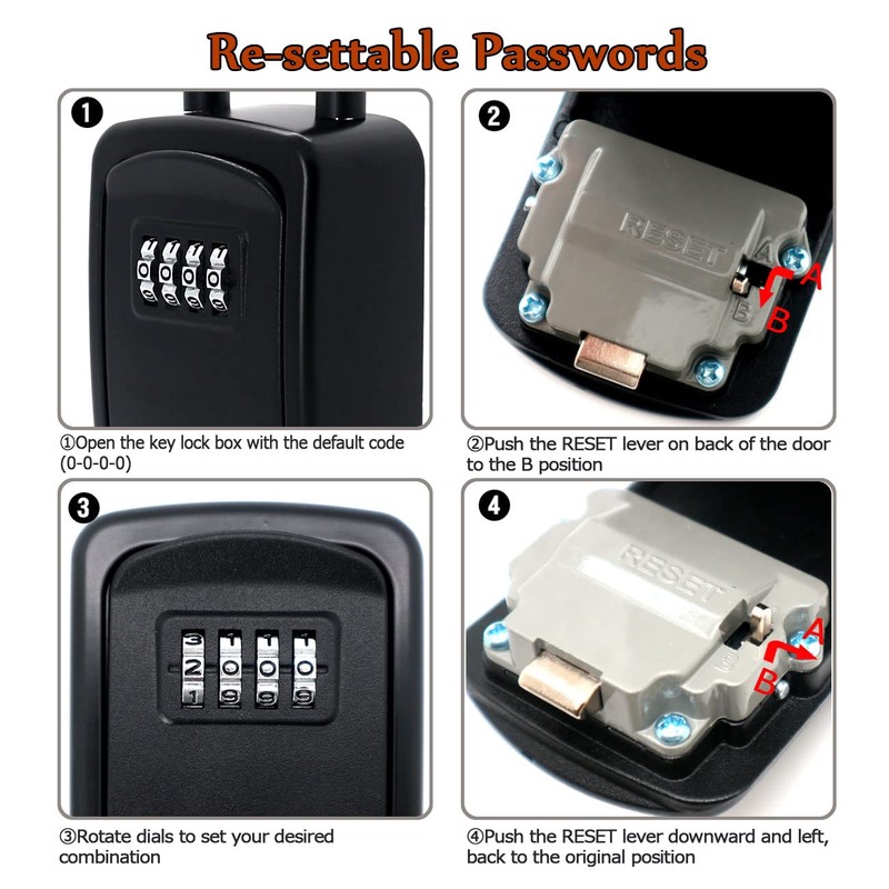 Protable Key Storage Security Lock,V-Resourcing® Door Knob Mounted Re-settable 4