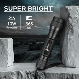 ULTRAFIRE 365nm UV Flashlight, 10W Single Mode Black Light Flashlight, Powerful LED Blacklight Flashlights UV Light for Pet Urine Detection, Cure Resin, Rock Hunting, Detecting Scorpions 501UV-365 PRO