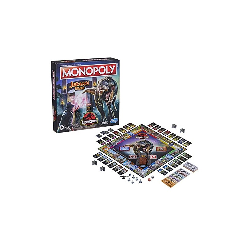 Monopoly: Jurassic Park Edition Board Game for Kids Ages 8