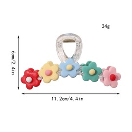 2 Pack Flower motif Big Hair Claw Clips for Women Stylish distinctive shape Hair Claw Large Claw Clip for Thick Curly Thin Hair Strong Hold jaw clips (Color+blue)