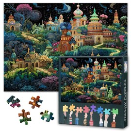 Jigsaw Puzzle 1000 Pieces for Adults Fantasy World Magical Scene with Enchanting Characters Whimsical Adventure Love Story Mysterious Tale Paper Puzzle Gift Idea 27.5 x 19.7 Inches