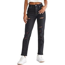 AEROPOSTALE Women's Petite Aero Mom Jean, Black, 000