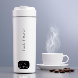 HOWDIANQY Dual Voltage Portable Electric Kettle Travel Hot Water for Tea, Coffee, 6 Temperature Controls and LCD Display, 316 Stainless Steel and 450ml, Auto Shut Off & Boil Dry Protection