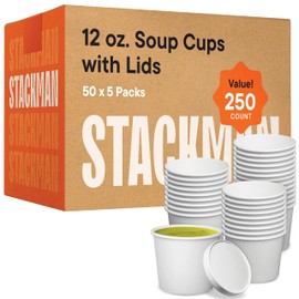 Stack Man Paper Food Container with Lid, Insulated Paper Food Cup with Paper Vented Lid, Hot or Cold to Go Containers