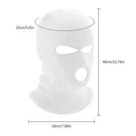 Tabanzhe Men's Balaclava - Winter Knit Head Cover for Outdoor Activities, 3-Hole Full Face Mask Windproof and Warm Cycling Hat for Men Women Skiing Cycling and More（White）