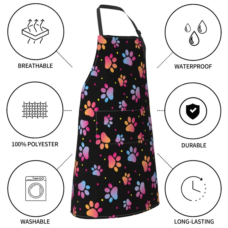 Yipaidel Dog Paw Adjustable Bib Apron Waterproof Kitchen Cooking Baking