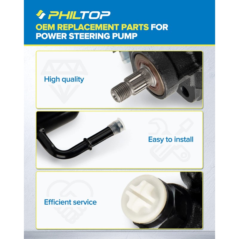 PHILTOP Power Steering Pump 21-5229 for 1995-2004 Tacoma 3.4L, 1996-2000