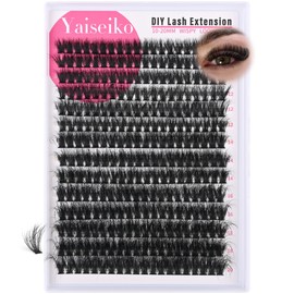 Yaiseiko Lash Clusters 60D Wispy 10-20mm Essential Volume Cluster Eyelash Extensions 280Pcs Wispy Individual Lashes D Curly Waterproof Eyelash Clusters Soft Individual Lashes Clusters DIY at Home