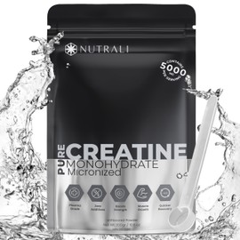 PURE CREATINE Monohydrate Powder 5000mg per scoop, 60 Servings, Micronized for Better Absorption, Improved Strength & Muscle Recovery, Endurance, Ideal for Men and Women. Vegan, Gluten Free. Quick Dissolving.