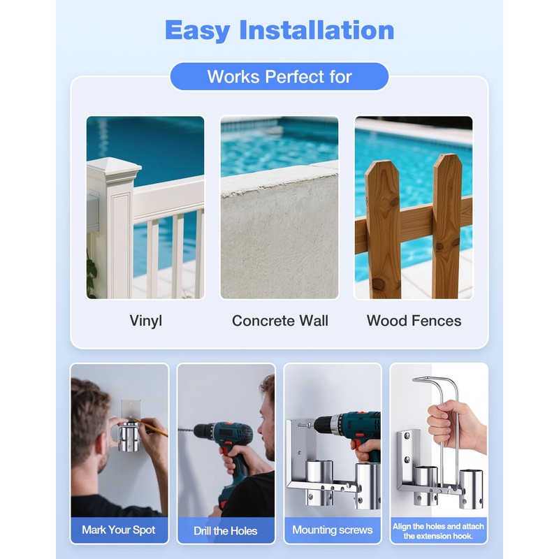 Juecity Pool Fence Hooks Stainless Steel Pool Hanger Heavy Duty