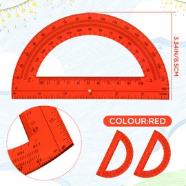 EBOOT Plastic Protractor Math Protractors 180 Degrees, 6 Inch, Pack of 2 (Red)