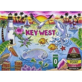 World By Shotglass Key West Florida Map & Icons Fridge Collector's Souvenir Magnet 2.5" X 3.5"