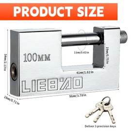 Container Padlock, Heavy Duty Padlock 96mm Large Shed Padlocks with 3 Keys High Security Padlocks Waterproof Pad Lock for Garage Shipping Container Indoor and Outdoor Doors