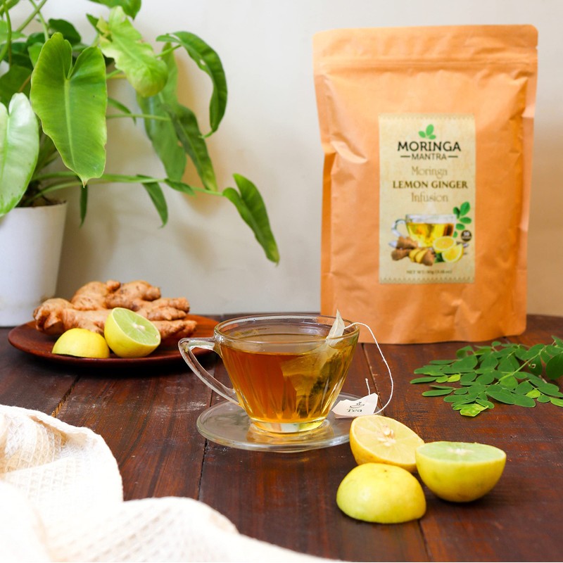 Moringa Mantra Moringa Lemon Ginger Herbal Tea 50 Dip Bags,