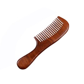 SHULLIN Wooden Comb Made of Sandalwood Width 20 cm Anti-Static Handmade Comb with Handle Hair Comb for Women Men Children Wide Tooth Comb for Thick Fine and Long Hair Moustache