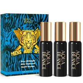 AQUA BLANCE Body Spray for Men, Travel Size Mens Body Spray, Gift Set for Men, 3-Pack, Each 2.1 Fl Oz, Total 6.3 Fl Oz, Sunlit Voyage, Grey Midnight, Mint Oak Wood