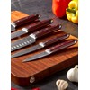 FOHERE Kitchen Knife Set with Ergonomic Red Pakkawood Handle, 5