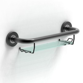 AquaChase Bath, Shower and Toilet Safety Grab Bar for Seniors and Handicaps, Mobility Aid Balance Assist Handle, Stainless Steel, 16 inch for Stud Mount