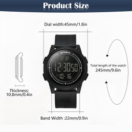 Shengxi Men's Digital Watch, Ultra Thin Sports Watch, 5 ATM Waterproof Men's Watch with Alarm/Calendar/Stopwatch, Rubber Strap Wrist Watch Men Women, black, Strap.
