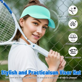 Sukeen Cooling Stretchy Visor Free Size Cool Hat with UV Protection Brim Peak Vizor for Golf,Tennis,Cycling,Running (Macaron Blue)