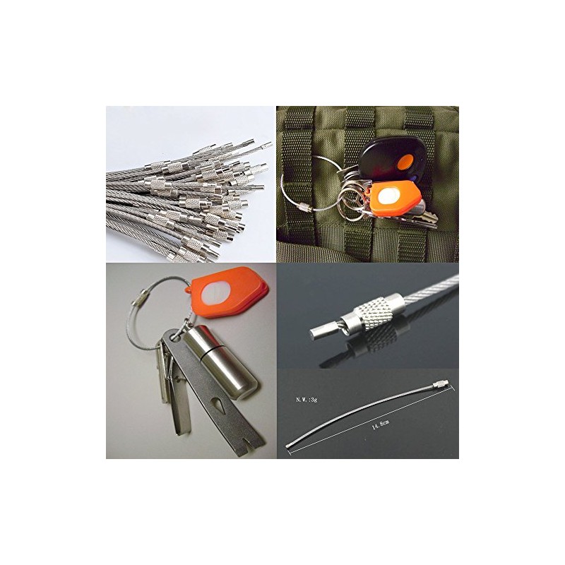 12 Pc Screw Clasp Stainless Steel Wire Cable Key Rings