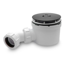CranPlas Black Shower Trap | 90MM High-Flow Shower Waste Trap | Universal Fit, Leak-Tested, Easy Installation for DIY & Pro Use