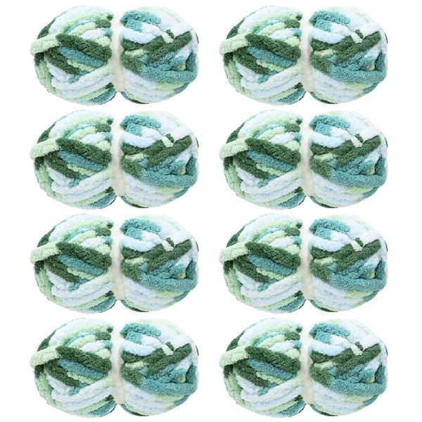 MABOZOO Tie Dye Chunky Yarn for Crocheting 8 Pack,White Fluffy