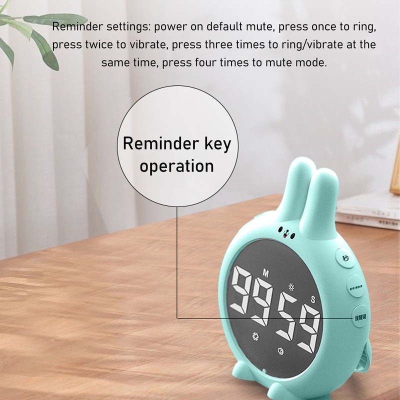 Kids Timer Night Light Cute Cartoon Rabbit Digital Countdown Timer