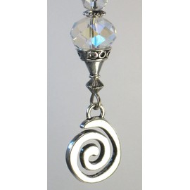 Crystal Clear Faceted Glass with Silver Swirl Ceiling Fan Pull Chain