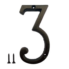 TripDock 5.5 Inch House Number, Metal Address Number, Decoration Door, Street, Mailbox, Home, Easy to Install, Black Brown (Number 3)