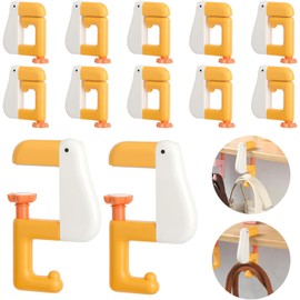 12 Piezas Ganchos de Bolsillo para Mesa, Antideslizante, Portátil en Forma de Pato, para Cartera Bolsa Almacenamiento Y OrganizacióN de La Escuela (Blanco)