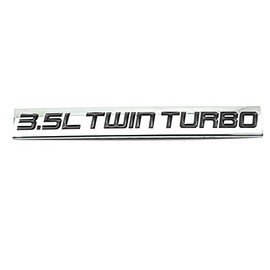 Chrome Finish Metal Emblem 3.5L Twin Turbo Badge (Red & Black Letter) " (Black)