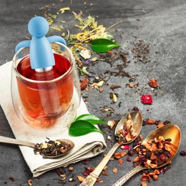 Hicarer 1 Piece Tea Infuser for Loose Tea Cute Fine Mesh Strainer Stainless Steel Filter Ball Diffuser Steeper for Teacups Teapots (Blue)