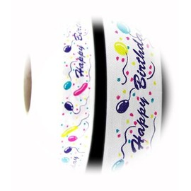 The New 10 Yards Happy Birthday Balloons White Acetate Ribbon 1 1/4" W Perfect for Crafting, Gift Wrapping, and Decorating Ribb1w00010