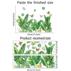 Tropical Plants Butterfly Wall Decals Peel and Stick for Living Room Boho Natural Palm Tree Monstera Leaves Butterflies Wall Stickers Wall Decor for Office Bedroom