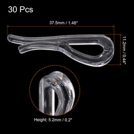 uxcell 30 Pcs 1.48 Inch U Shape Alligator Clip, Shirt Clip, Clothespins for Socks, Pants, Ties, Shirts, Garments, Clear