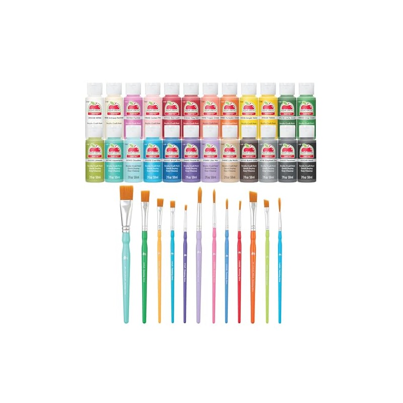 Apple Barrel, Mate Acrylic Craft Paint Kit, ABCAMP24, 36 paints