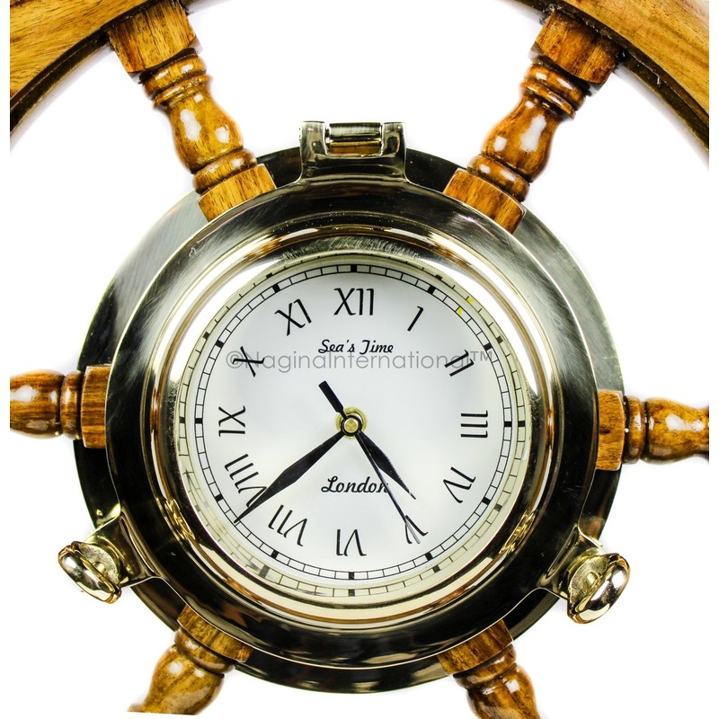 Nagina International Premium Nautical Home Decor Polystone Pirate's Porthole Clock
